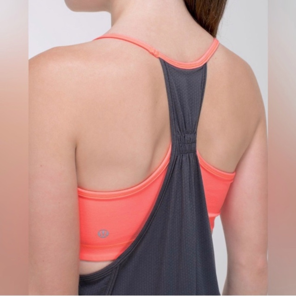 LULULEMON Hot Pink Gray 2-Fer Sports Bra Fitness Tank 6